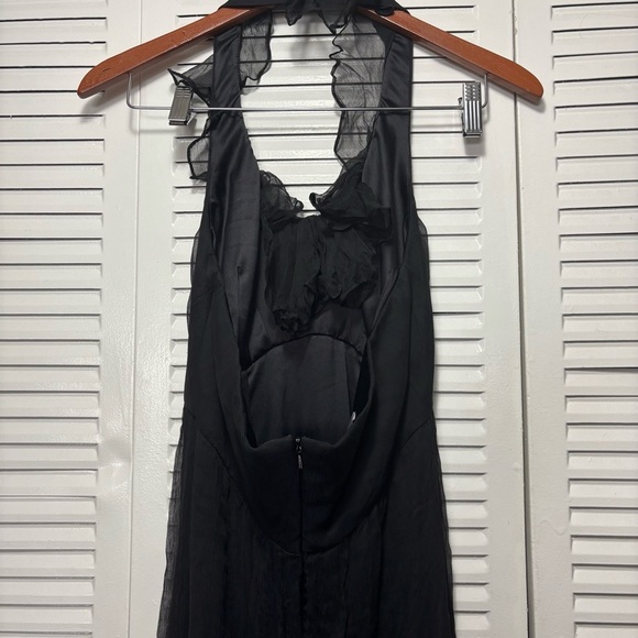 Amsale Black Silk Full Length Formal Sleeveless Halter Dress Women’s Size 6 - Picture 5 of 8